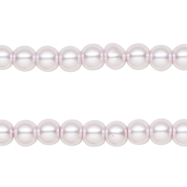 Bead, glass pearl, soft pink, 5-6mm round. Sold per pkg of (2) 15-inch strands, approximately 140 beads. image number 0