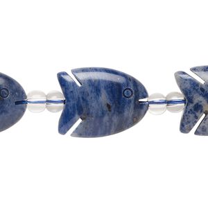 Sodalite 1pkg15, hand-cut fish bead natural 20x15mm
