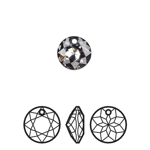 Drop 48pk crystal silver night, Swarovski® 10mm pendant classic cut 6430 image number 0