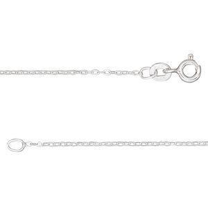 Chain 1pkg1 sterling silver cable, 1mm flat / mixed clasp, Gossamer™ 24 inch