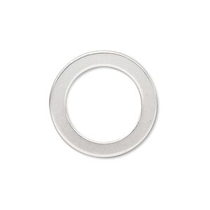 Charm, sterling silver, 22mm affirmation circle blank. Sold individually.