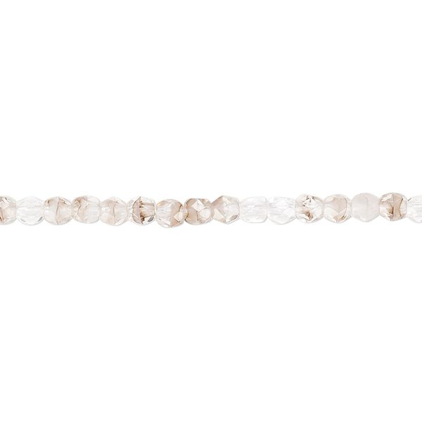 Bead, Czech fire-polished glass, crystal and brown, 3mm faceted round. Sold per 15-1/2" to 16" strand, approximately 130 beads. image number 0