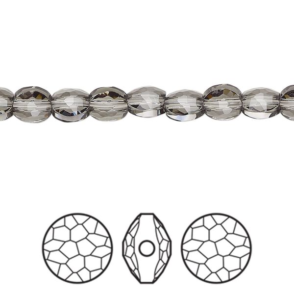Bead 288pk black diamond, Swarovski® 6mm puffed round 5034 image number 0