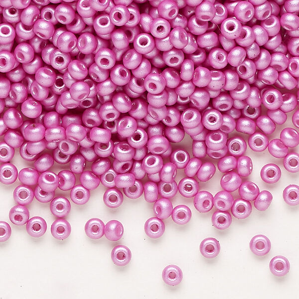Seed bead, Preciosa Ornela Czech glass, pkg/50g, #8 rocaille, opaque PermaLux dyed lavender chalkwhite, (22012). image number 0