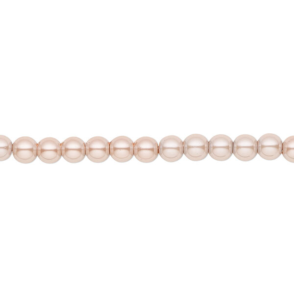 Bead, Hemalyke™ (man-made), pearlescent pink, 4mm round. Sold per 15-1/2" to 16" strand. image number 0