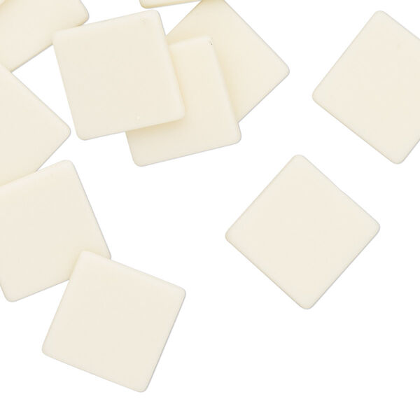 Embellishment, acrylic, opaque cream, 12mm square. Sold per pkg of 24. image number 0