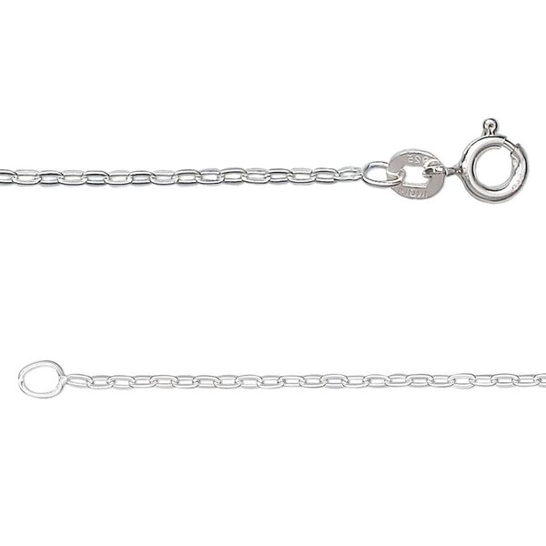 Chain, sterling silver, 1.4mm long link cable, 24 inches. Sold individually. image number 0