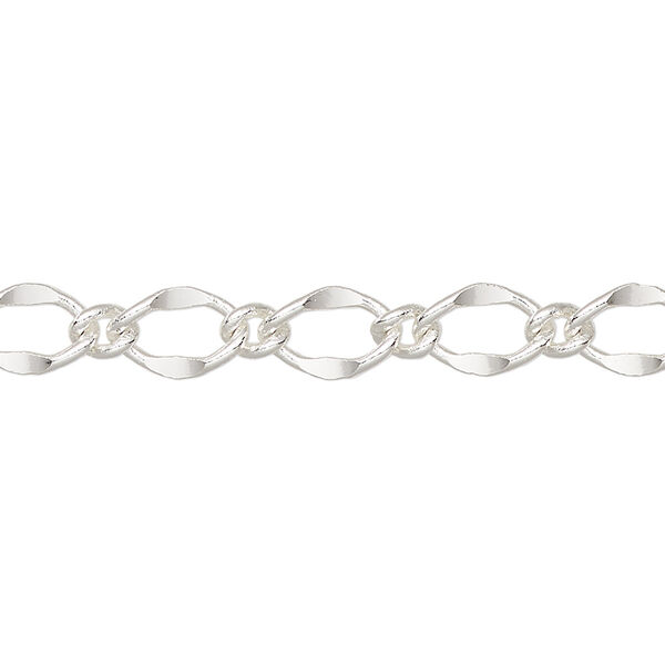 Chain, silver-finished brass, 6mm long and short oval. Sold per pkg of 5 feet. image number 0