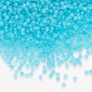 Glass Dyna-Mites™ seed bead 1pkg1, #11 round translucent inside dyed color matte sea green (245MA 11/0 RR) 40g
