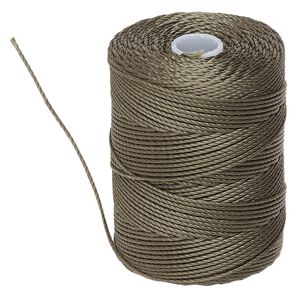 Thread, C-Lon®, nylon, olive, 0.5mm diameter. Sold per 92-yard spool.