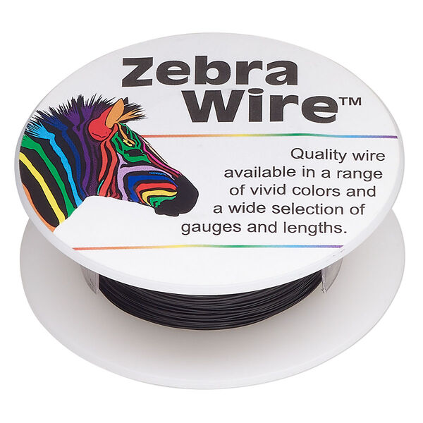 Wire, Zebra Wire™, color-coated copper, black, round, 26 gauge. Sold per 30-yard spool. image number 0