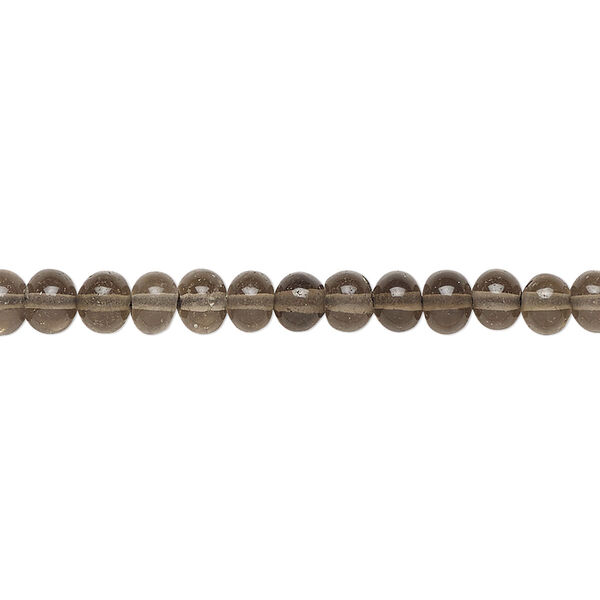 Bead, smoky quartz (heated/irradiated), 4x3mm-5x4mm hand-cut rondelle and 4-5mm round, C grade, Mohs hardness 7. Sold per 14-inch strand, approximately 95 beads. image number 0
