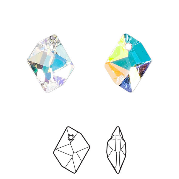 Drop 1pk crystal AB, Crystal Passions® 14x11mm pendant cosmic 6680 image number 0