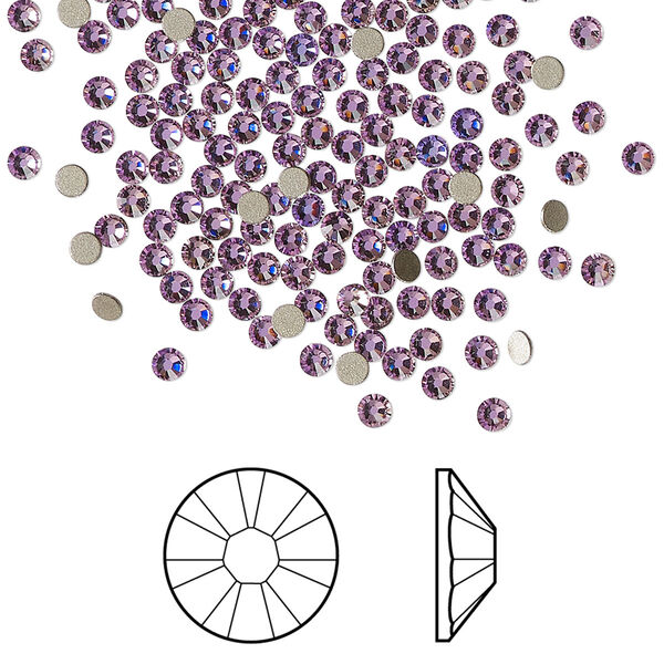 Flat back 144pk crystal vitrail light foil back, Crystal Passions® 2.1-2.3mm rose round SS7 2058 image number 0