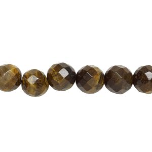 Tigereye 1pkg1, faceted round bead natural 15.5-16 inch 8mm