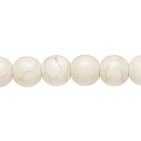 Bead, magnesite (stabilized), 9mm off-center drilled round, C+ grade, Mohs hardness 3-1/2 to 4. Sold per 15-inch strand. image number 0