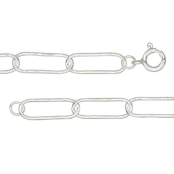 Chain, sterling silver, 5.5mm paperclip, 18-inches with springing clasp. Sold individually. image number 0
