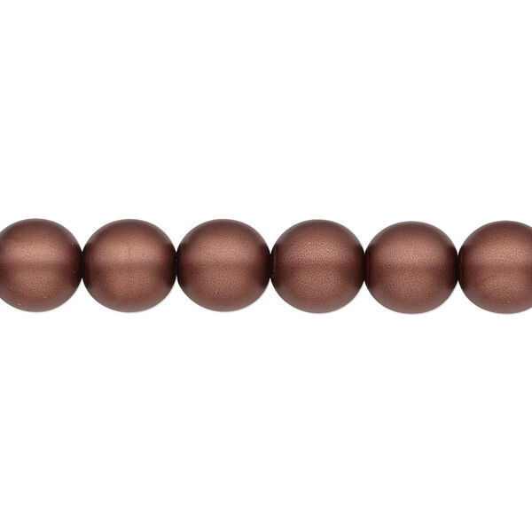 Bead, Czech pearl-coated glass druk, opaque matte mocha, 8mm round. Sold per 15-1/2" to 16" strand. image number 0