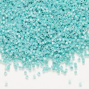 Seed bead, Delica®, glass, pkg/50g, #15 round, opaque luster sea opal (DBS-1567).