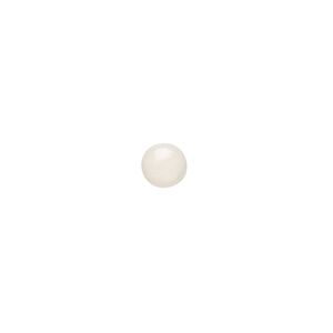 Cabochon, bamboo coral (bleached), white, 6mm calibrated round, Mohs hardness 3-1/2 to 4. Sold per pkg of 4.