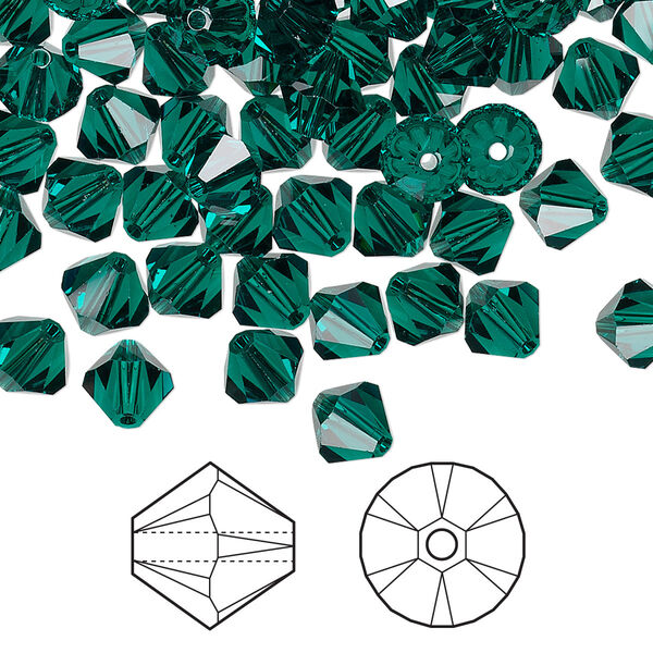 Bead 360pk emerald, Swarovski® 6mm XILION bicone 5328 image number 0