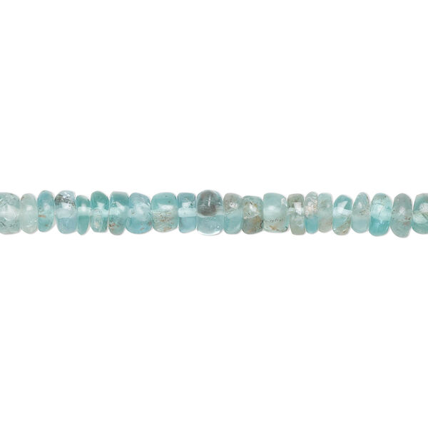Bead, apatite (natural), 4x1mm-5x3mm hand-cut rondelle with 0.4-1.4mm hole, C grade, Mohs hardness 5. Sold per 14-inch strand. image number 0