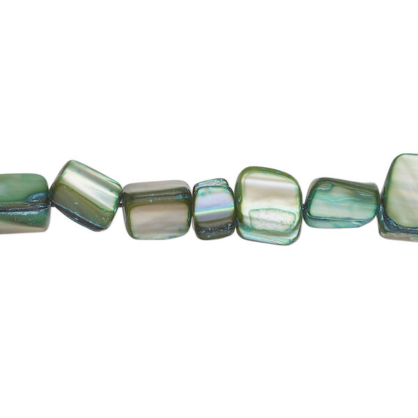 Mother-of-pearl shell 1pkg1, triangle tube bead 14 inch forest green 6x5mm-9x8mm image number 0