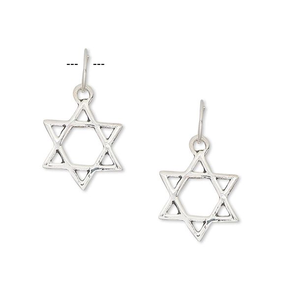 Drop, sterling silver, 13x12mm Star of David. Sold per pkg of 2. image number 0