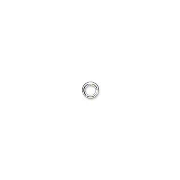 Jump ring, silver-plated brass, 4mm soldered round, 2.4mm inside diameter, 20 gauge. Sold per pkg of 100. image number 0
