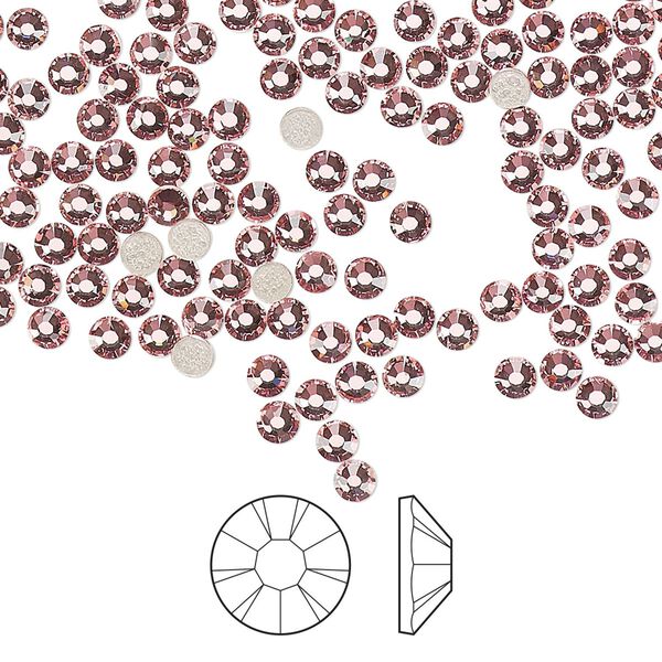 Flat back 1440pk light rose foil back, Preciosa MAXIMA Czech crystal hotfix rhinestone 2.7-2.9mm chaton rose round SS10 image number 0