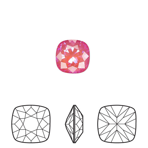 Fancy stone 2pk crystal lotus pink DeLite, Crystal Passions® 10mm cushion 4470 image number 0