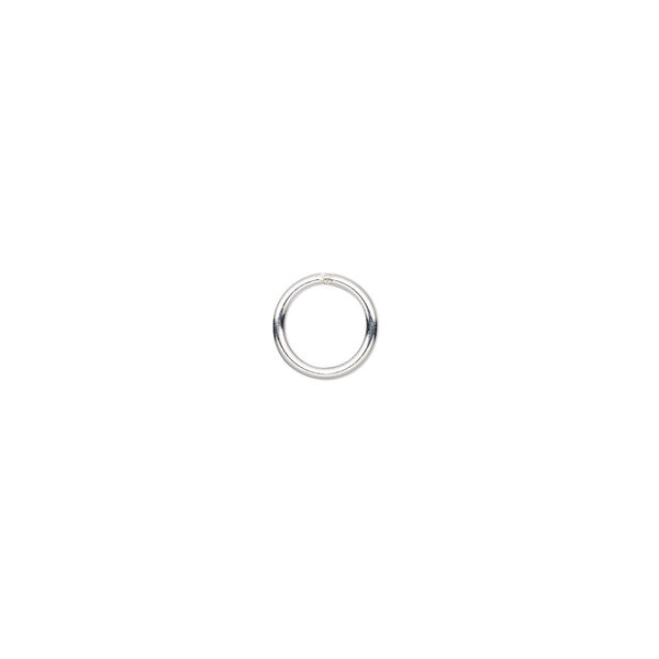 Jump ring, sterling silver, 7mm soldered round, 5.3mm inside diameter, 19 gauge. Sold per pkg of 20. image number 0