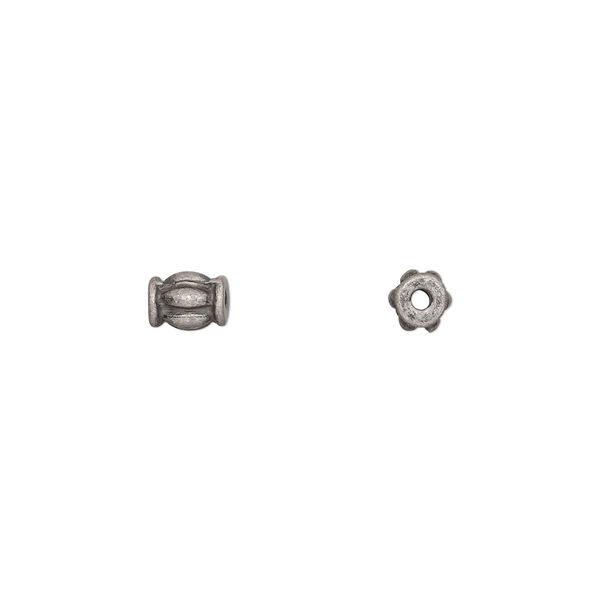 Bead, antique silver-plated aluminum, 5.5x5mm corrugated rondelle. Sold per pkg of 10. image number 0