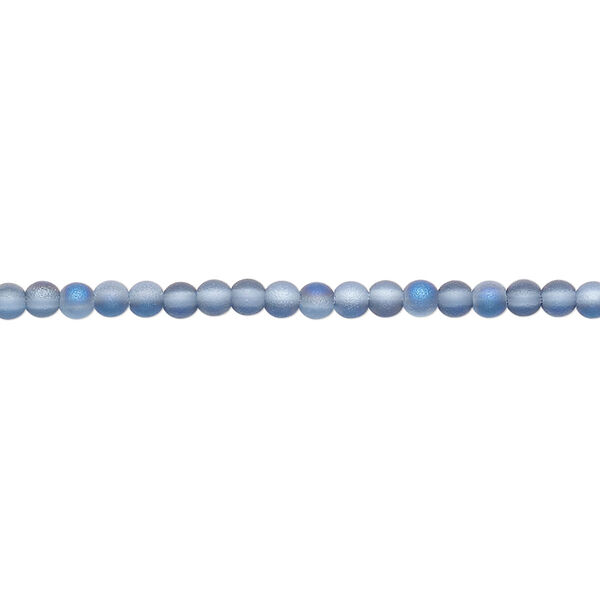 Bead, glass, translucent matte blue AB, 2.5mm round. Sold per 15-1/2 to 16-inch strand. image number 0