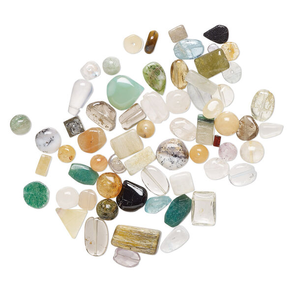 Multi-gemstone 1pkg1, hand-cut top-drilled / center-drilled mixed shape bead 1 oz mix 6mm-15x8mm image number 0