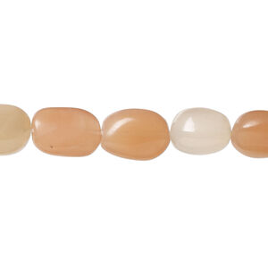 Peach moonstone 1pkg1, hand-cut nugget bead natural, 13 inch mini to small