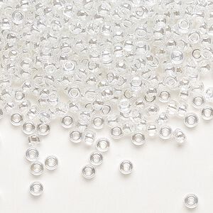 Seed bead, Miyuki, glass, pkg/50g, #8 rocaille, translucent luster crystal clear, (RR-160).
