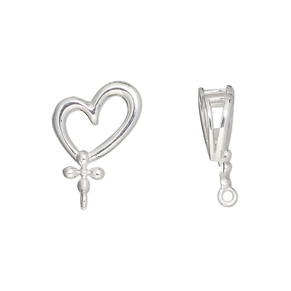 Slide, sterling silver, 17x13.5mm heart with closed loop. Sold individually. image number 0