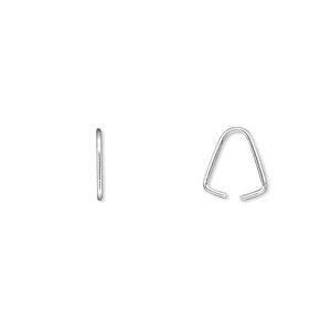 Bail, ice-pick, sterling silver, 9x1mm with 7mm grip length. Sold per pkg of 12.