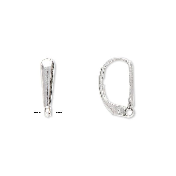 Ear wire, sterling silver, 15mm leverback with 12x4mm plain shield and closed loop. Sold per pair. image number 0