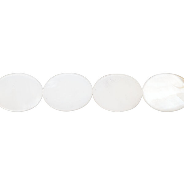 Mother-of-pearl shell 1pkg1, flat oval bead 15 inch 12x9mm image number 0