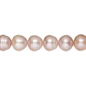 Pearl, cultured freshwater pearl (natural), mauve, 7-8mm semi-round, 0.4-0.6mm hole, D grade, Mohs hardness 2-1/2 to 4. Sold per 15-inch strand.