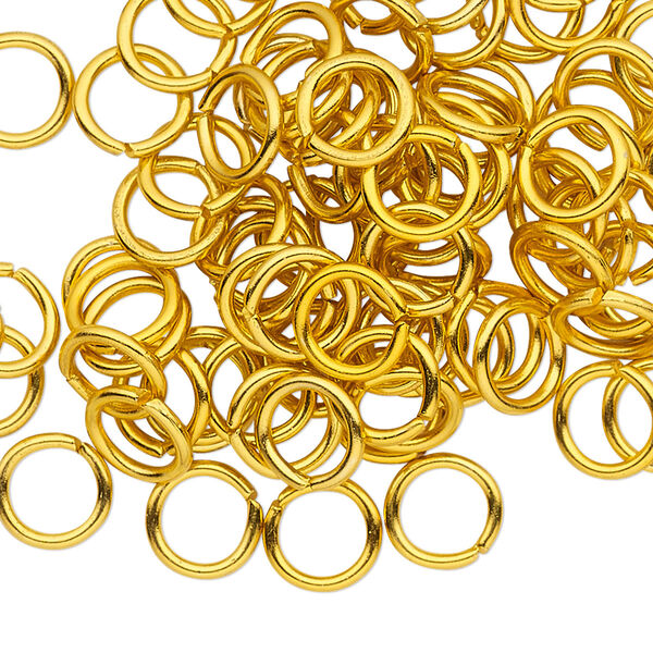 Jump ring, anodized and dyed aluminum, orange, 8mm round, 5.6mm inside diameter, 16 gauge. Sold per pkg of 100. image number 0