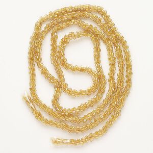 Cord, glass and nylon, pkg/40 inches, 5.5mm round hand-crocheted seed bead cord, orange AB.