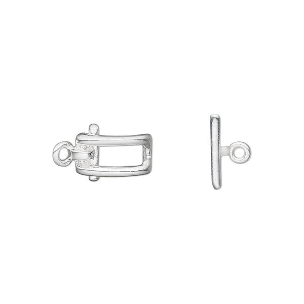 Clasp toggle 1pkg1 sterling silver, 12x6mm rectangle, 1-strand image number 0