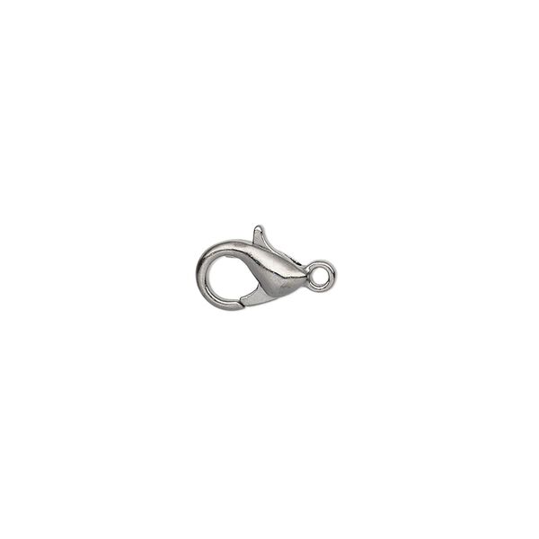 Clasp, lobster claw, gunmetal-plated "pewter" (zinc-based alloy), 10x6mm. Sold per pkg of 10. image number 0