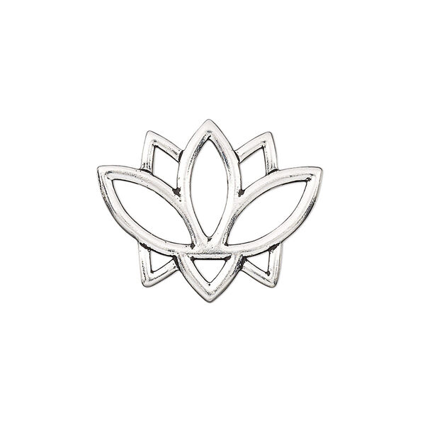 Link, TierraCast®, "Make a Statement" collection, antique silver-plated pewter, 23x19mm double-sided open lotus with renewal theme. Sold per pkg of 2. image number 0