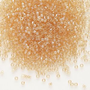 Seed bead, Delica®, glass, pkg/7.5g, #11 round, translucent glazed luster light smoky topaz (DB-0101).