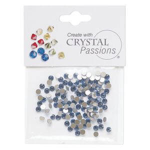Flat back 1pkg144 light sapphire, Crystal Passions&reg; rhinestone 3-3.2mm round SS12