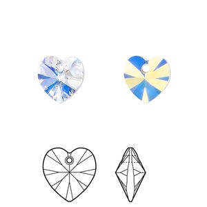 Drop 24pk crystal AB, Crystal Passions® 10mm pendant heart 6228
